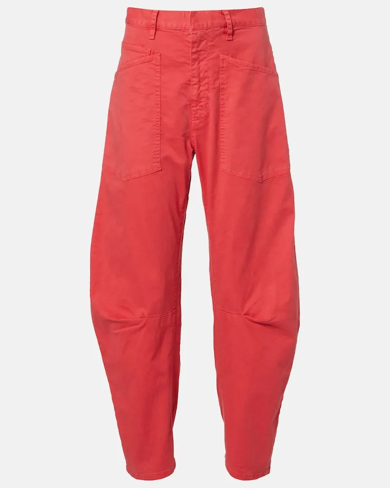 Nili Lotan Pantaloni Shon barrel in cotone Rosso