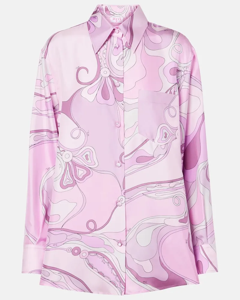 Emilio Pucci Camicia Orchidee in twill di seta Rosa