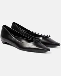 The Row Ballerine Claudette Bow in pelle Nero