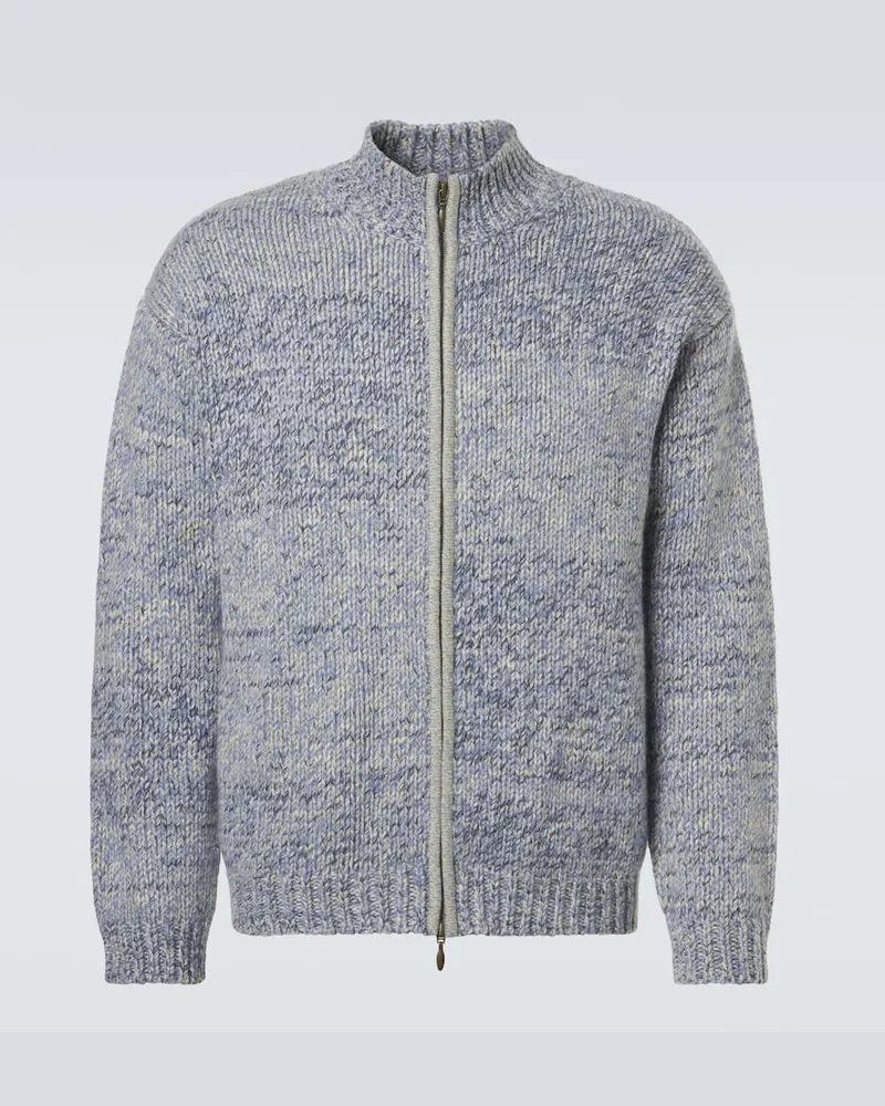 Le Kasha 1918 Cardigan Lamdu in cashmere con zip Blu