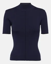 Oscar de la Renta Pullover in misto seta a coste Blu