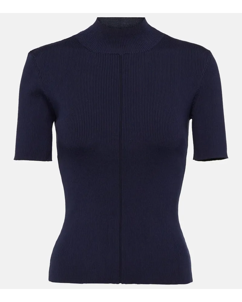 Oscar de la Renta Pullover in misto seta a coste Blu