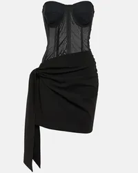 Dolce & Gabbana Miniabito bustier in mesh e jersey Nero