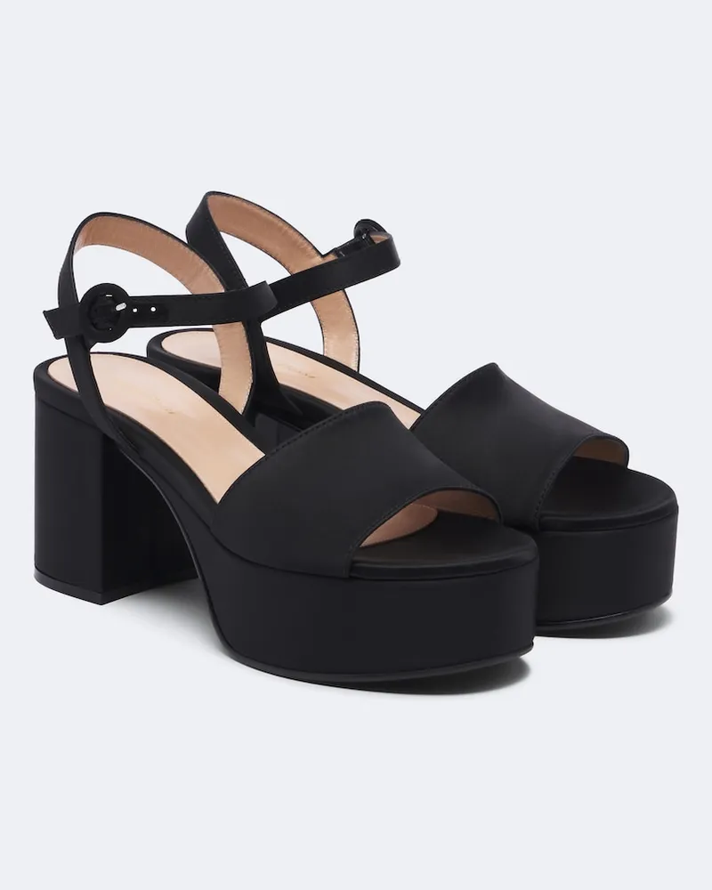Gianvito Rossi Sandali in raso con plateau Nero