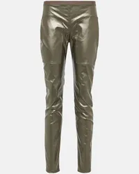 Rick Owens Leggings in denim metallizzato Argento