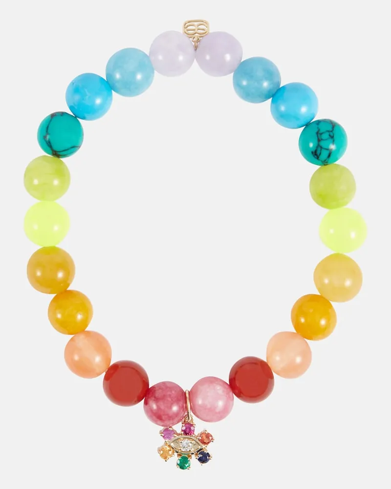 Sydney Evan Bracciale in oro 14kt e giada, con perline e diamante Multicolore