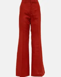 Chloé Chloé Pantaloni flared in lino a vita alta Rosso