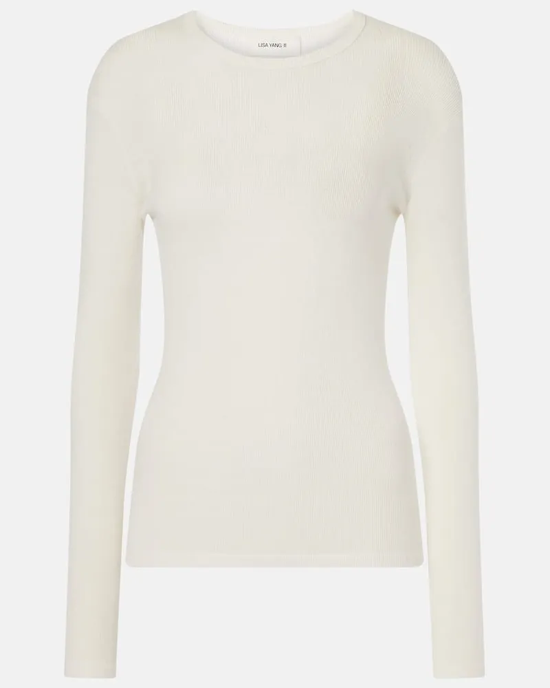 Lisa Yang Top Vivian in cotone e cashmere Bianco