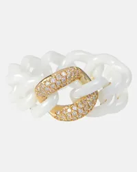 SHAY Anello in ceramica e oro 18kt con diamanti Bianco