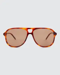 Gucci Occhiali da sole aviator in acetato Marrone