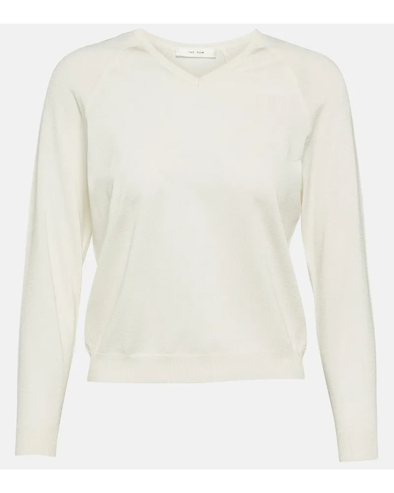 The Row Top Corin in misto seta Bianco