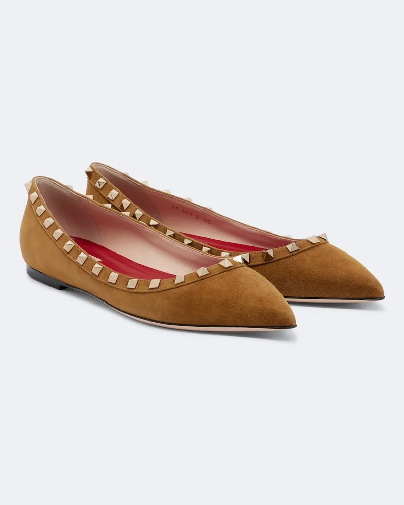 Valentino Garavani Ballerine Rockstud in suede Marrone