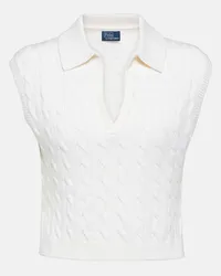 Ralph Lauren Gilet in misto lana a trecce Bianco