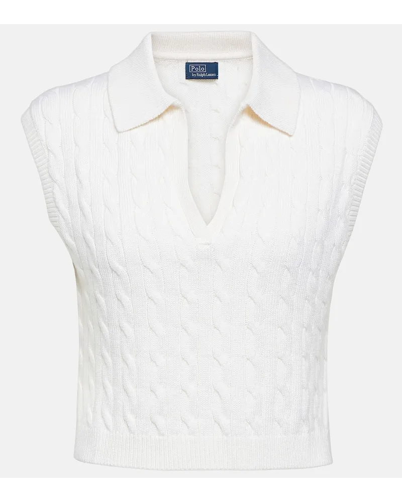 Ralph Lauren Gilet in misto lana a trecce Bianco