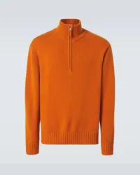 ALLUDE Pullover in cashmere con zip Arancione