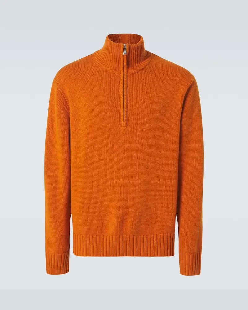 ALLUDE Pullover in cashmere con zip Arancione