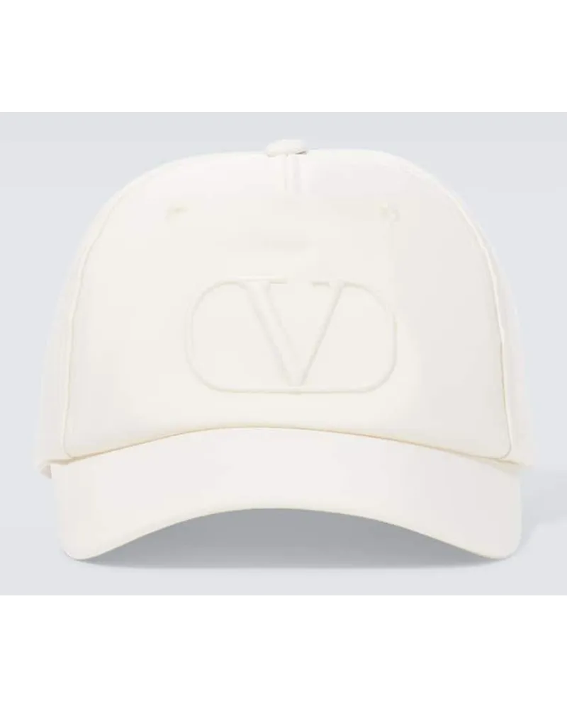 Valentino Garavani Cappello da baseball in seta con VLogo Bianco