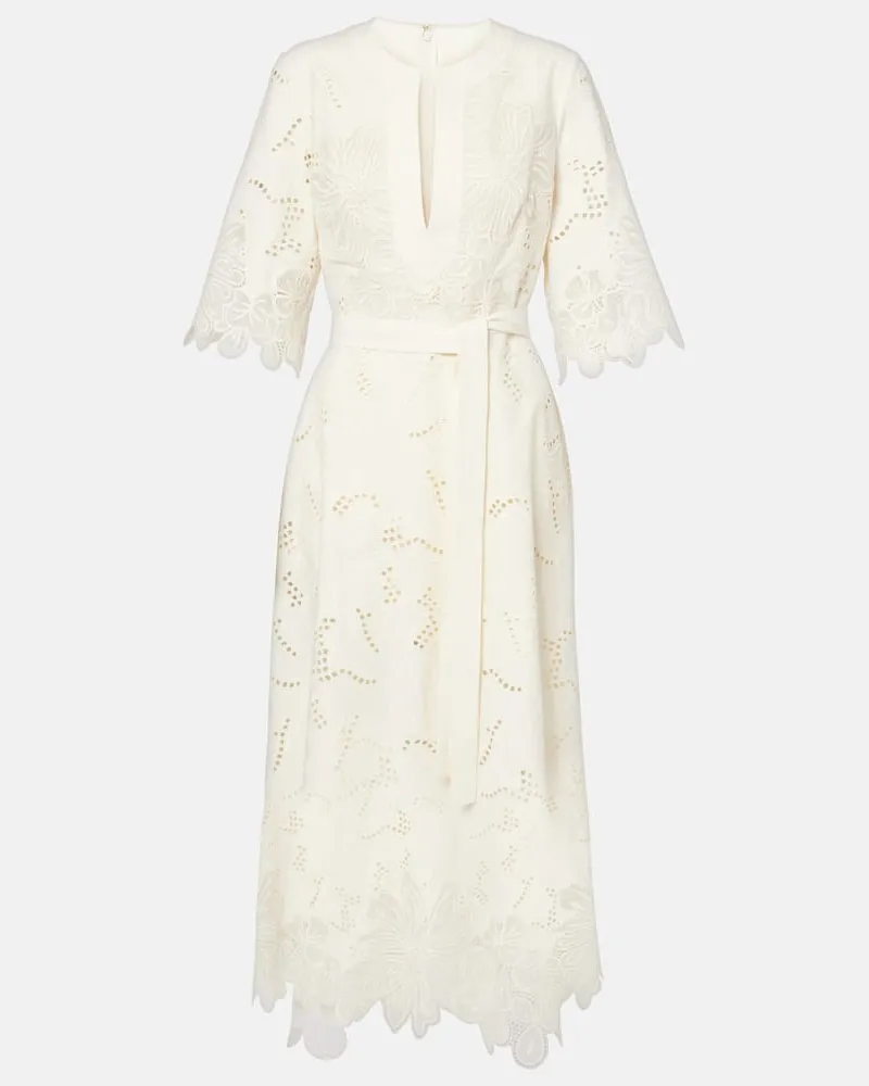 Elie Saab Abito midi in sangallo Bianco