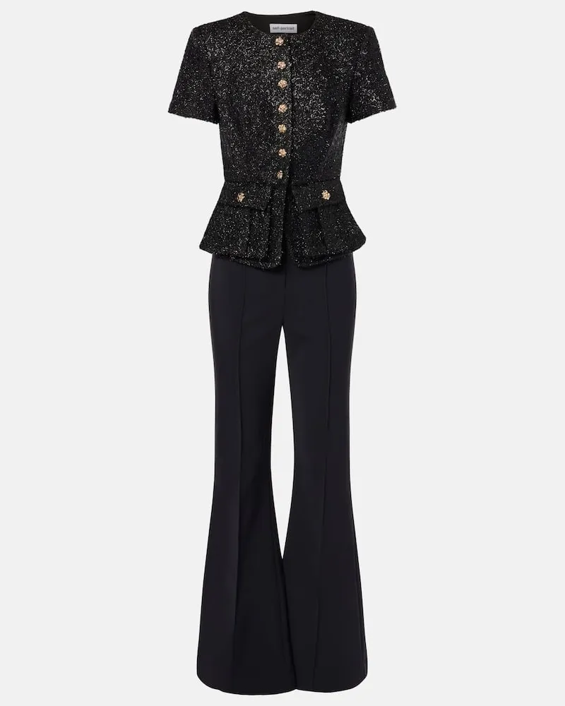 Self-Portrait Jumpsuit in bouclé Nero