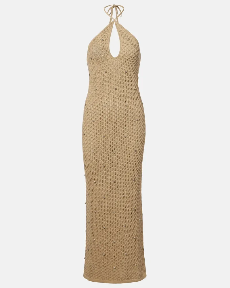 STAUD Abito da spiaggia Isola in cotone crochet Beige