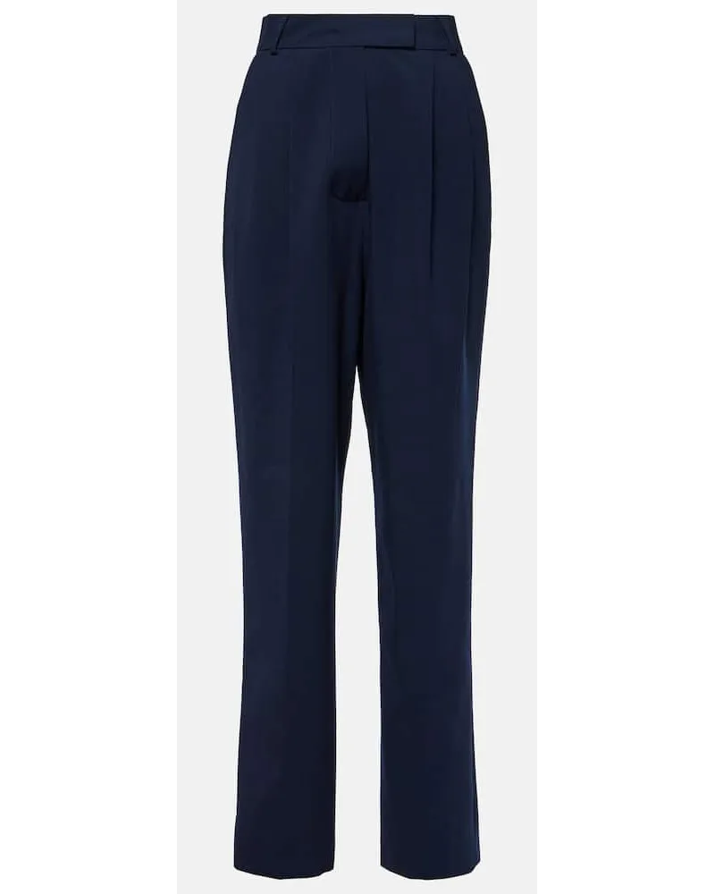 FRANKIE Shop Pantaloni Bea in twill a vita alta Blu