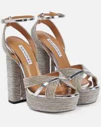 Aquazzura Sandali Sundance Crystal con plateau Argento