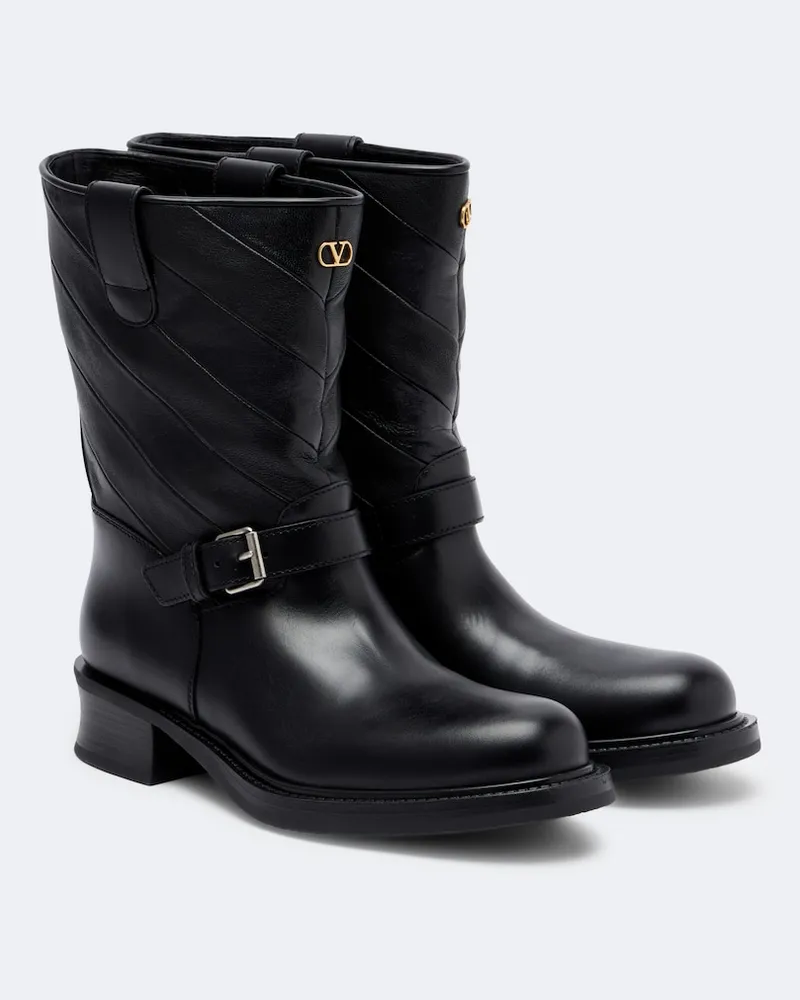 Valentino Garavani Stivali biker VLogo in pelle Nero