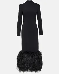 David Koma Abito midi in cady con piume Nero