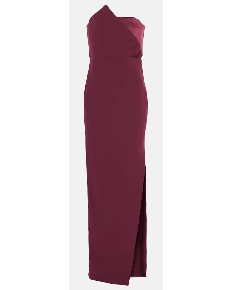 Roland Mouret Abito lungo asimmetrico in crÃªpe di raso Rosso