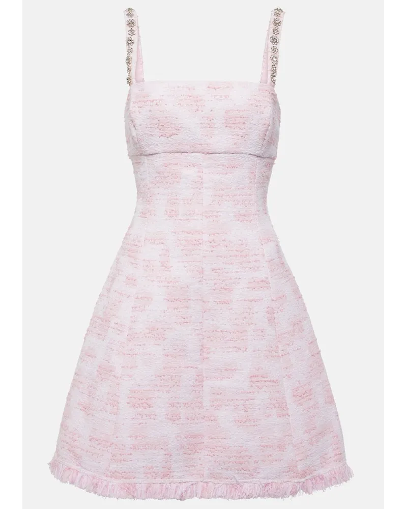 Oscar de la Renta Miniabito in tweed con cristalli Bianco