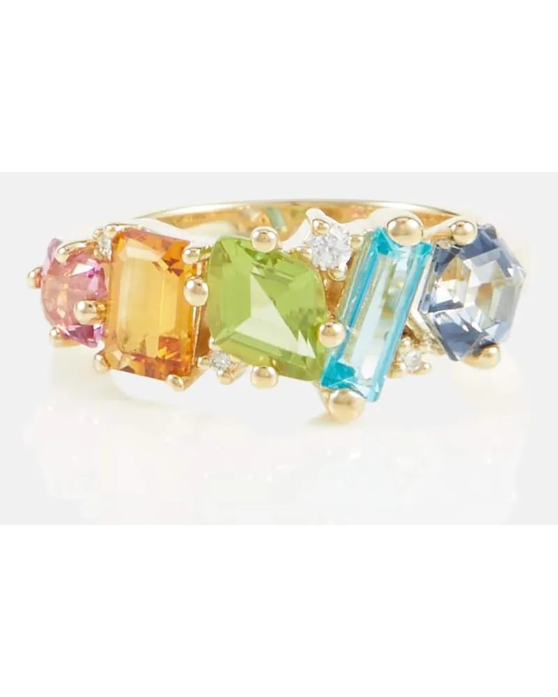 Suzanne Kalan Anello Nadima Glimmer in oro 14kt con topazi, citrini e diamanti Multicolore