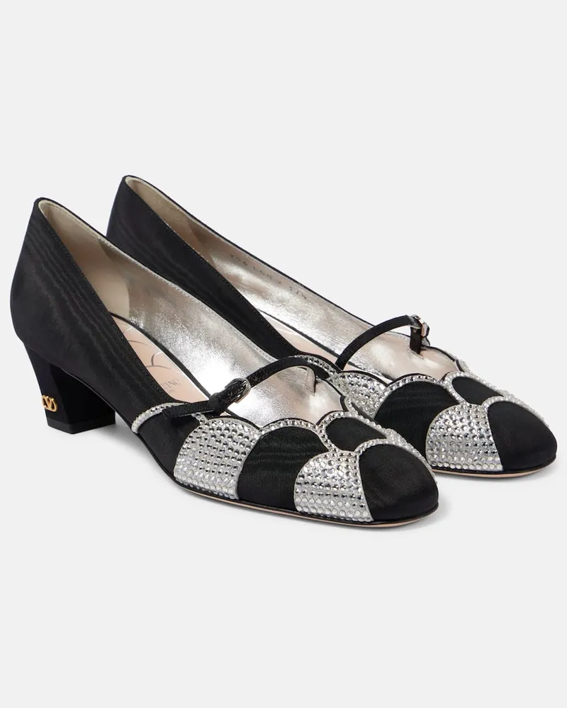 Valentino Garavani Pumps Bowow 45 in moirÃ© con cristalli Nero