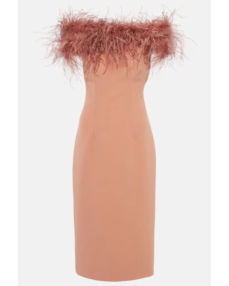 Safiyaa Abito midi con piume Rosa