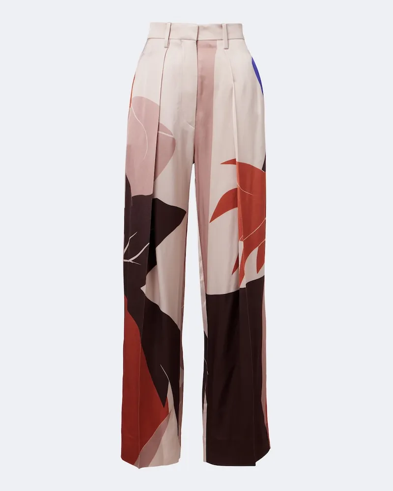 Victoria Beckham Pantaloni a gamba larga in satin con stampa Multicolore