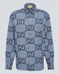 Gucci Camicia in lana a quadri con logo Multicolore