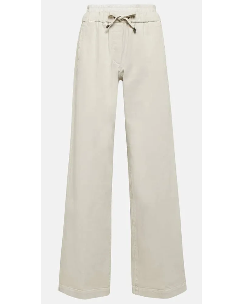 Brunello Cucinelli Jeans a gamba larga e vita alta Bianco
