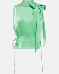 Victoria Beckham Top Tabard in crepon con fiocco Verde