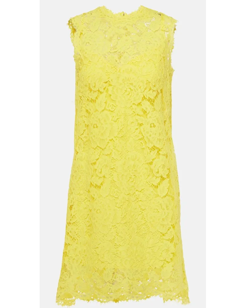 Dolce & Gabbana Miniabito in pizzo di misto cotone Giallo