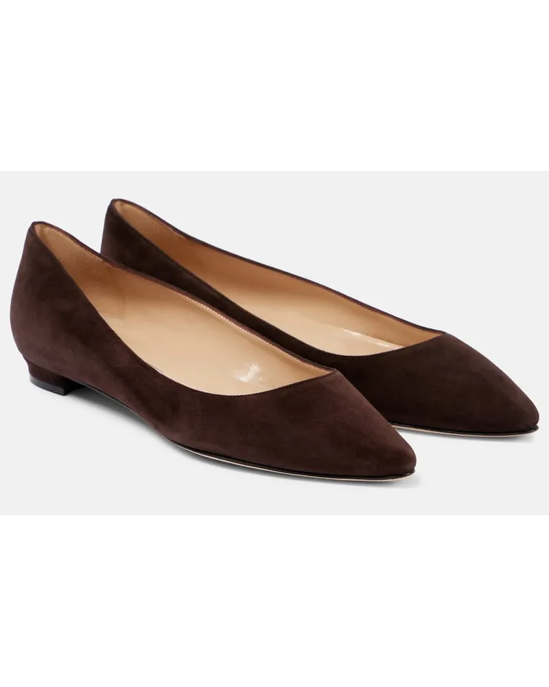 Manolo Blahnik Ballerine Lanza BB in suede Marrone