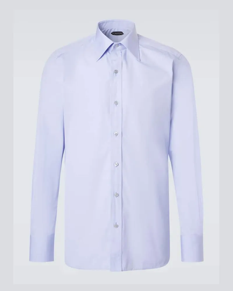 Tom Ford Camicia in popeline di cotone Blu