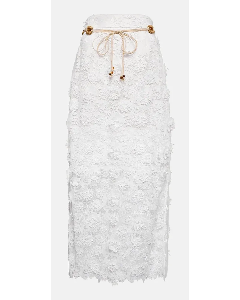Zimmermann Gonna midi Raie in pizzo Bianco