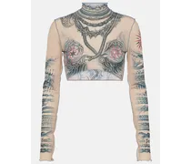Top cropped Tattoo Collection con stampa