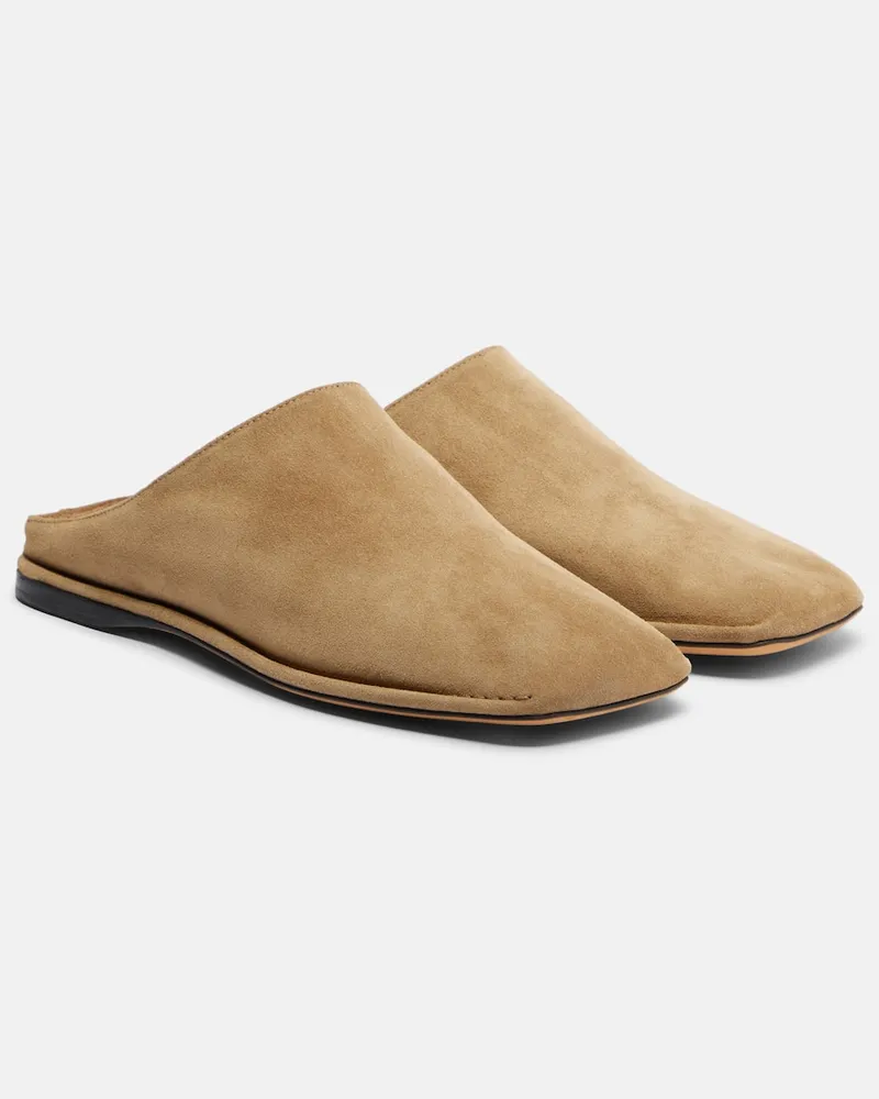 The Row Mules Piper in suede Beige