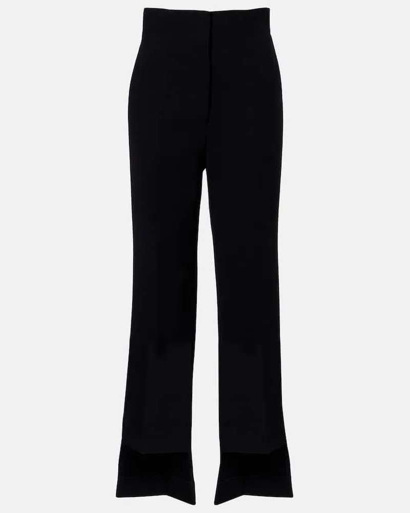 KHAITE Pantaloni flared Rae in crÃªpe a vita alta Nero