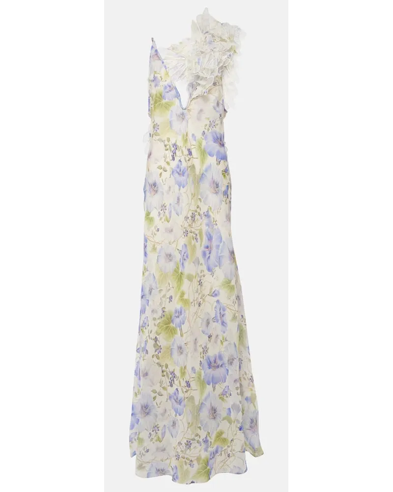 Zimmermann Abito lungo Natura in organza di lino e seta Multicolore