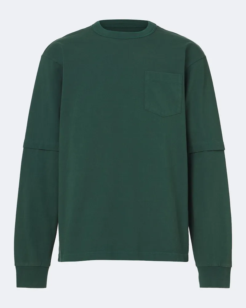 Sacai T-shirt in jersey di cotone Verde