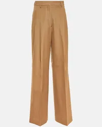 Burberry Pantaloni in lana vergine a gamba larga Beige