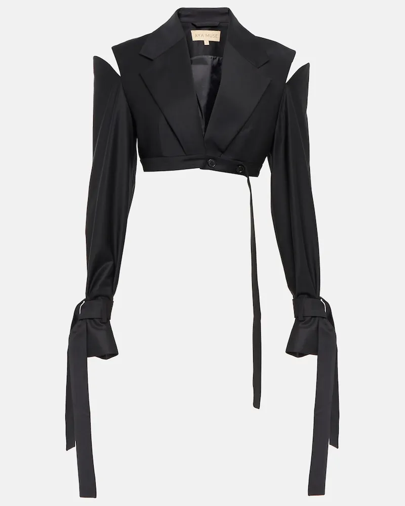Aya Muse Blazer cropped Xylo in misto lana Nero