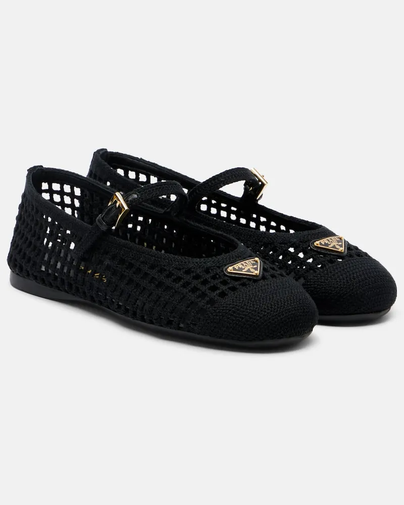 Prada Ballerine Mary Jane in crochet Nero