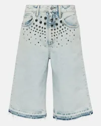 Alessandra Rich Shorts di jeans con decorazioni Blu